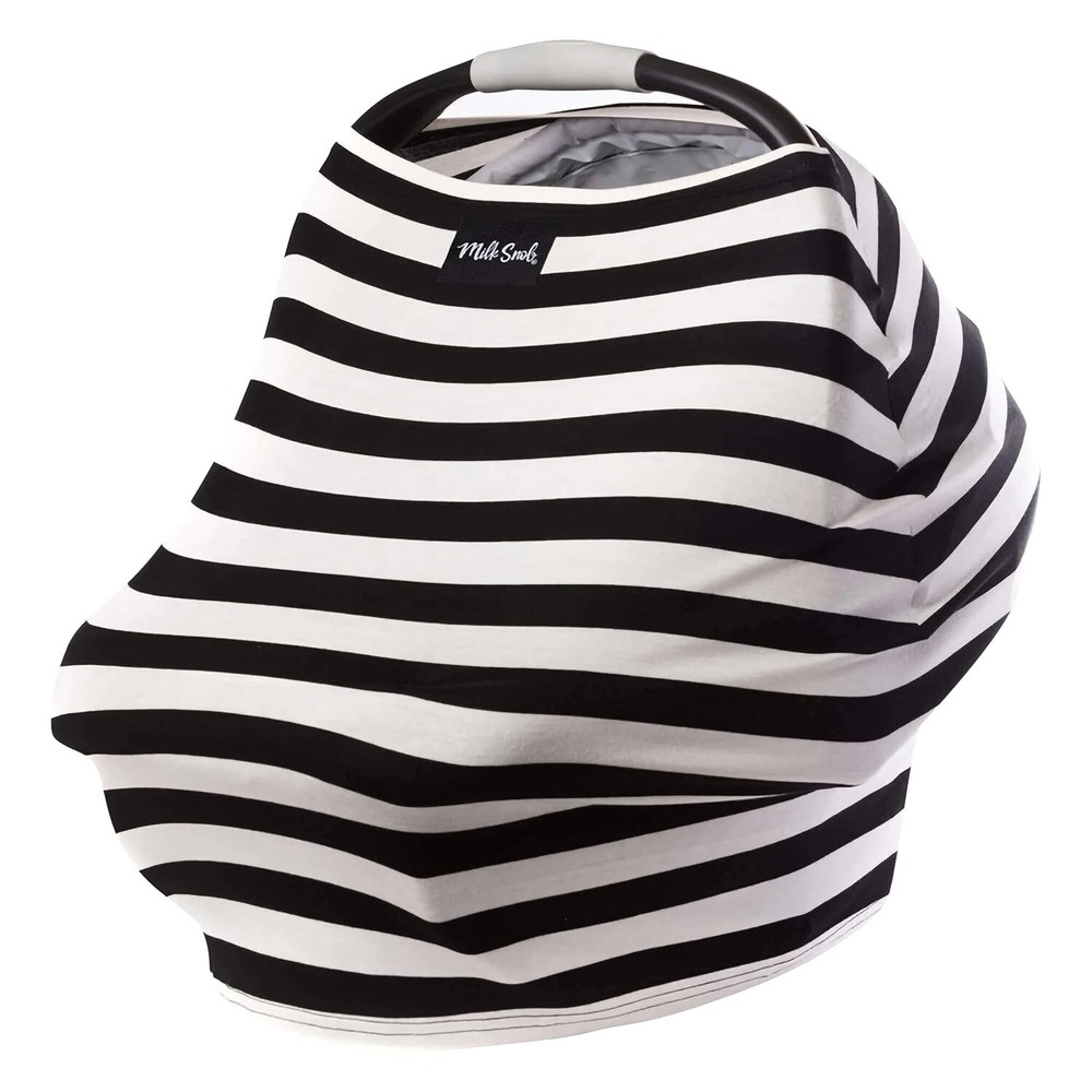 Milk Snob 5-in-1 Nursing Cover/Baby Car Seat Canopy B&W Signature Stripe NEW! - Picture 8 of 8